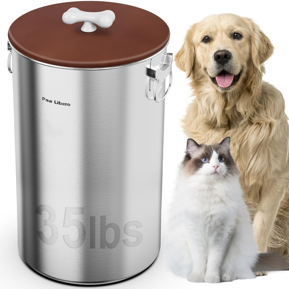 Paw Libero dog-food-storage-stainless-steel promotes fresh kibble with a durable, rust-resistant build.