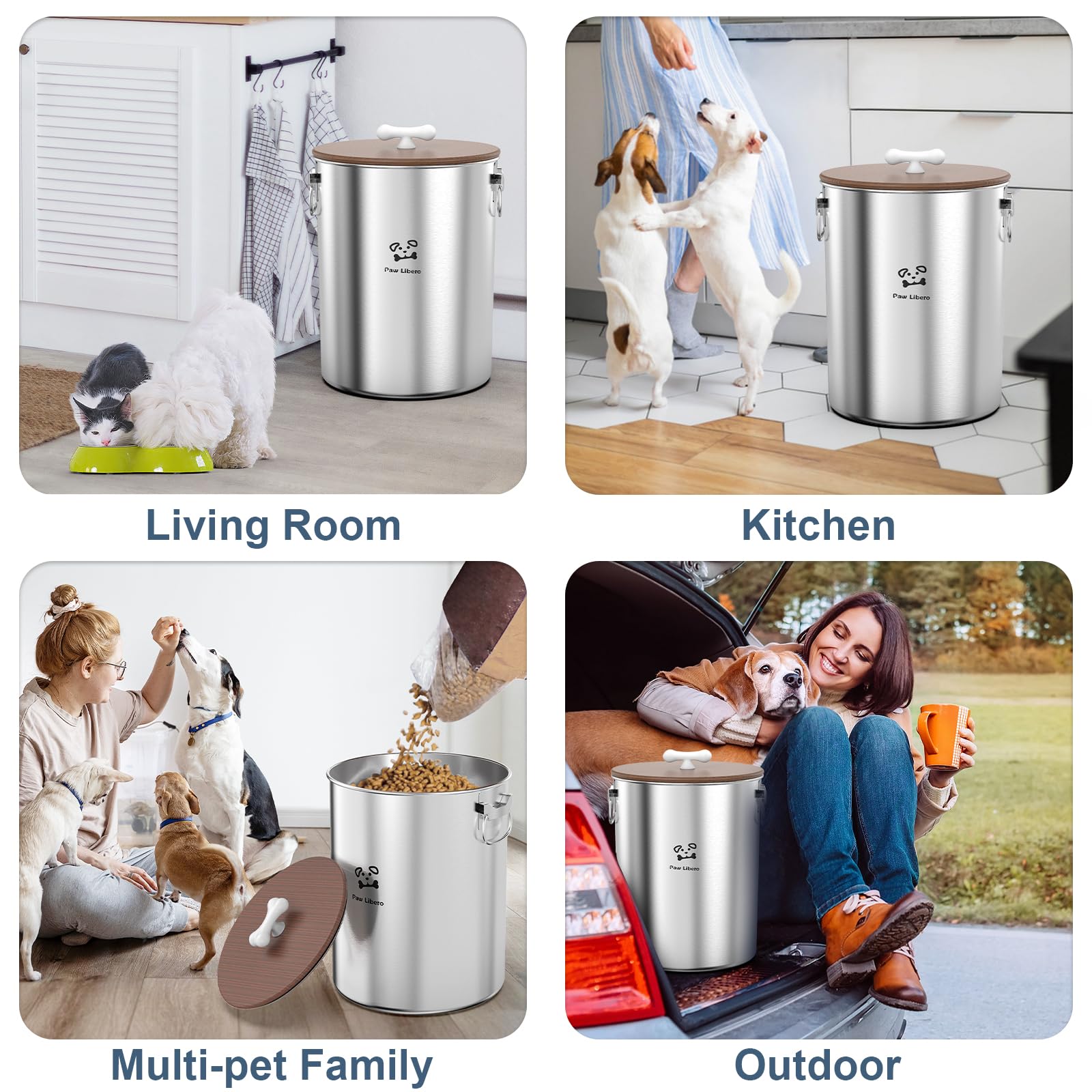 Paw Libero 25lb capacity holds dry food and other staples.