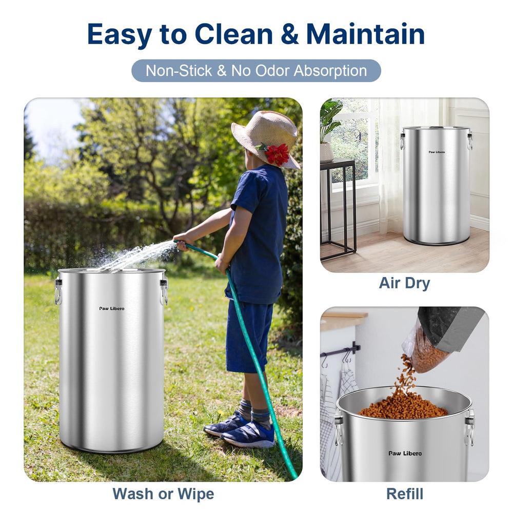 Paw Libero easy-clean stainless surface resists stains and odors.