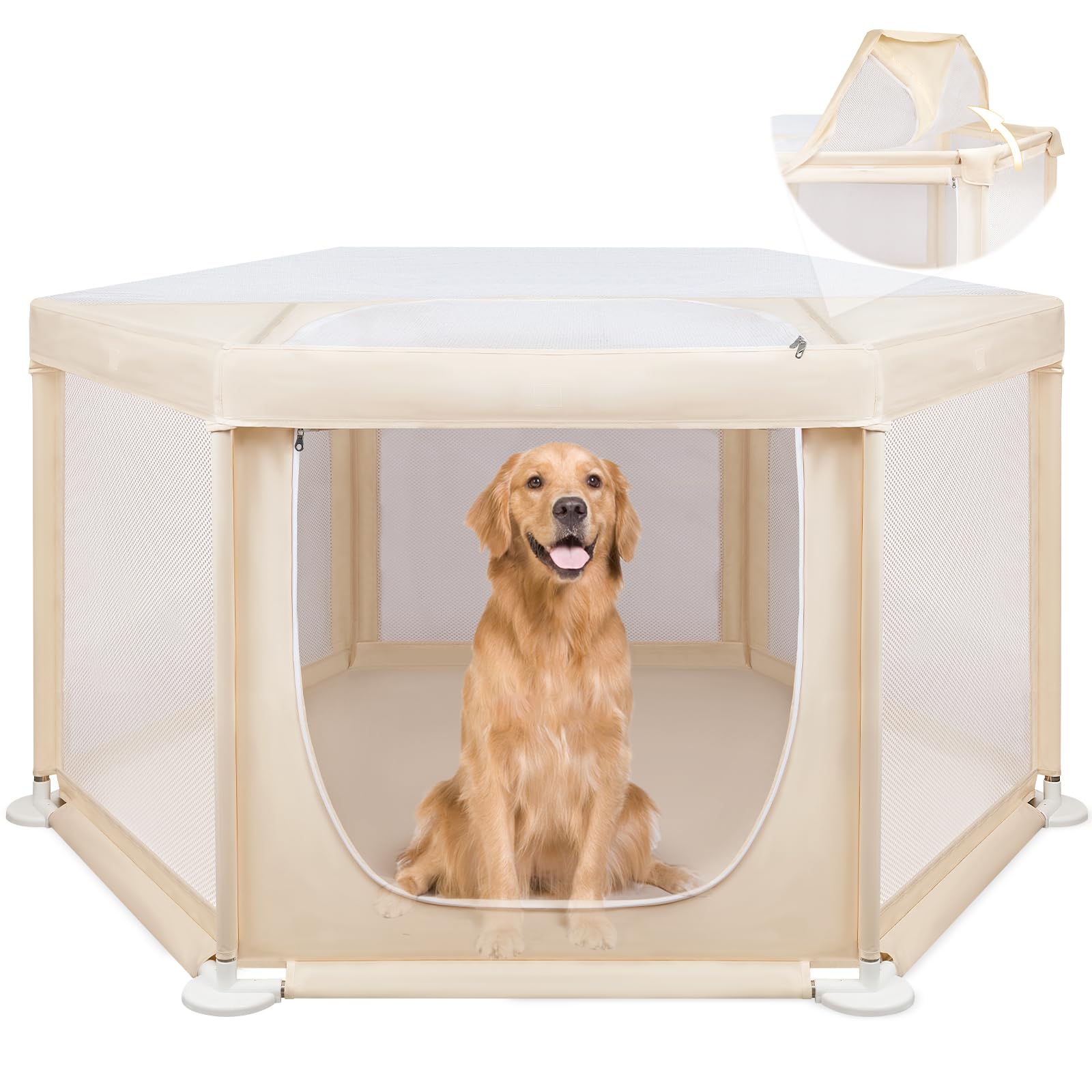 Paw Libero large playpen hexagon top view, spacious indoor play area