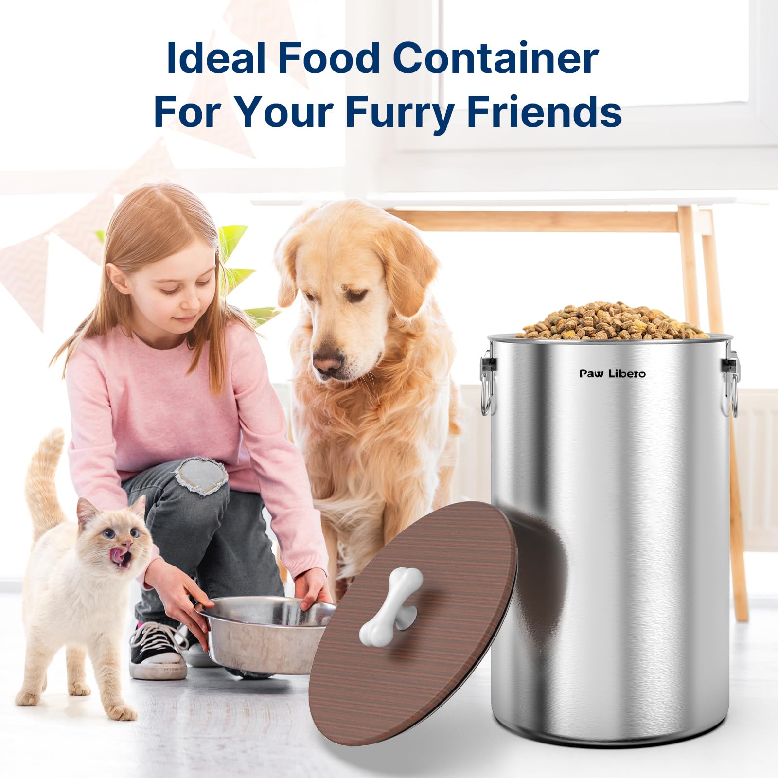 Paw Libero fits countertops and pantries for neat pet-food organization