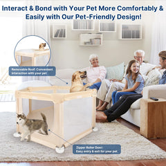 Paw Libero removable roof indoor playpen enables easy interaction
