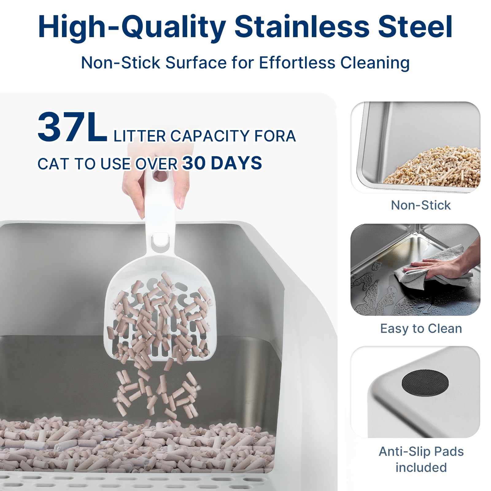 Paw Libero XL 12in high walls prevent litter scatter in multi-cat homes