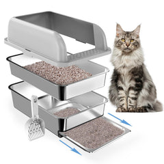 Paw Libero XL enclosed stainless-litter-box shows durable construction for odor control and privacy