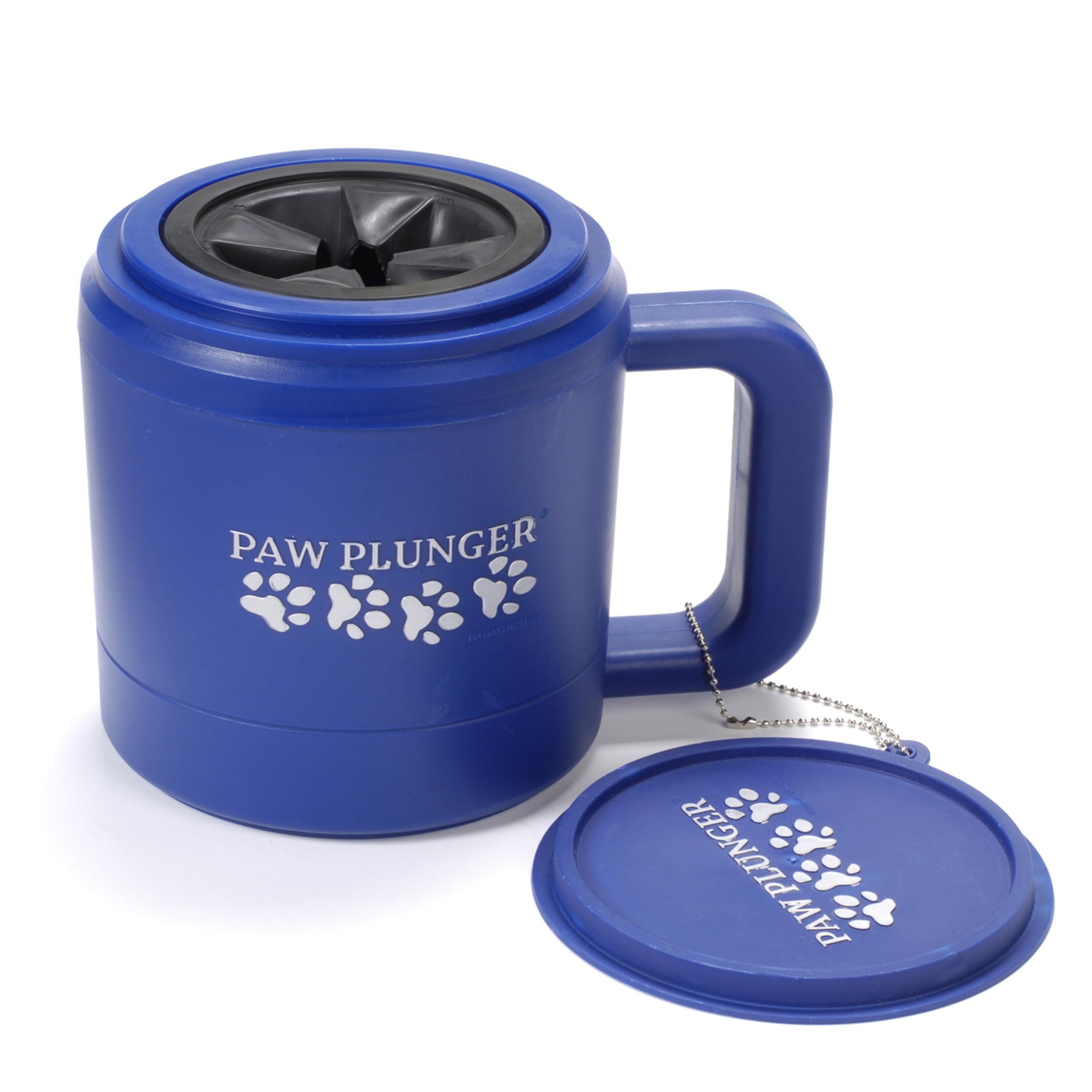 Paw Plunger dog paw cleaner close-up shows mud removal with gentle brushes