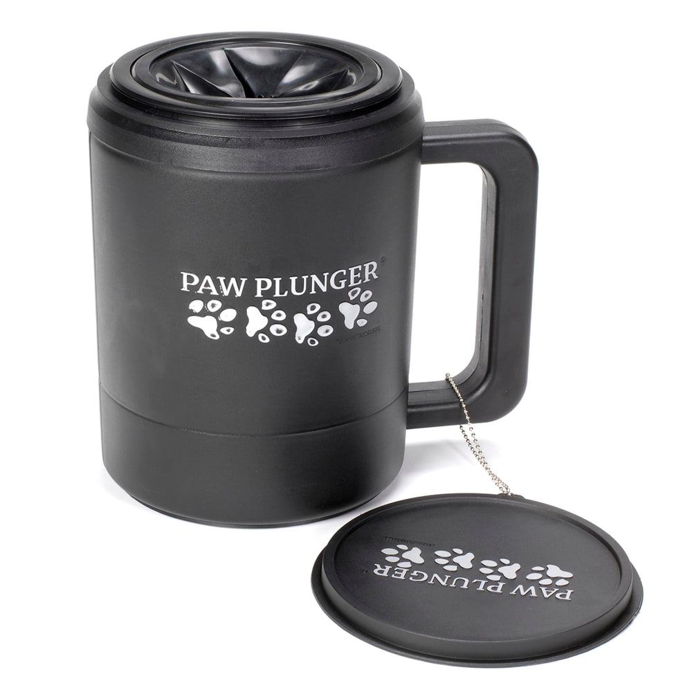 Paw Plunger portable paw washer on the go cleans muddy paws after outdoor adventures.