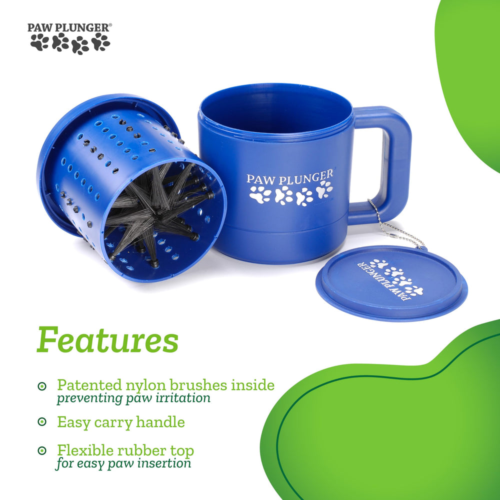 Paw Plunger secure lid travel cap keeps mess contained during trips.