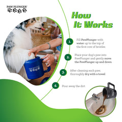 Paw Plunger spill-proof squeegee top in use for tidy cleanup