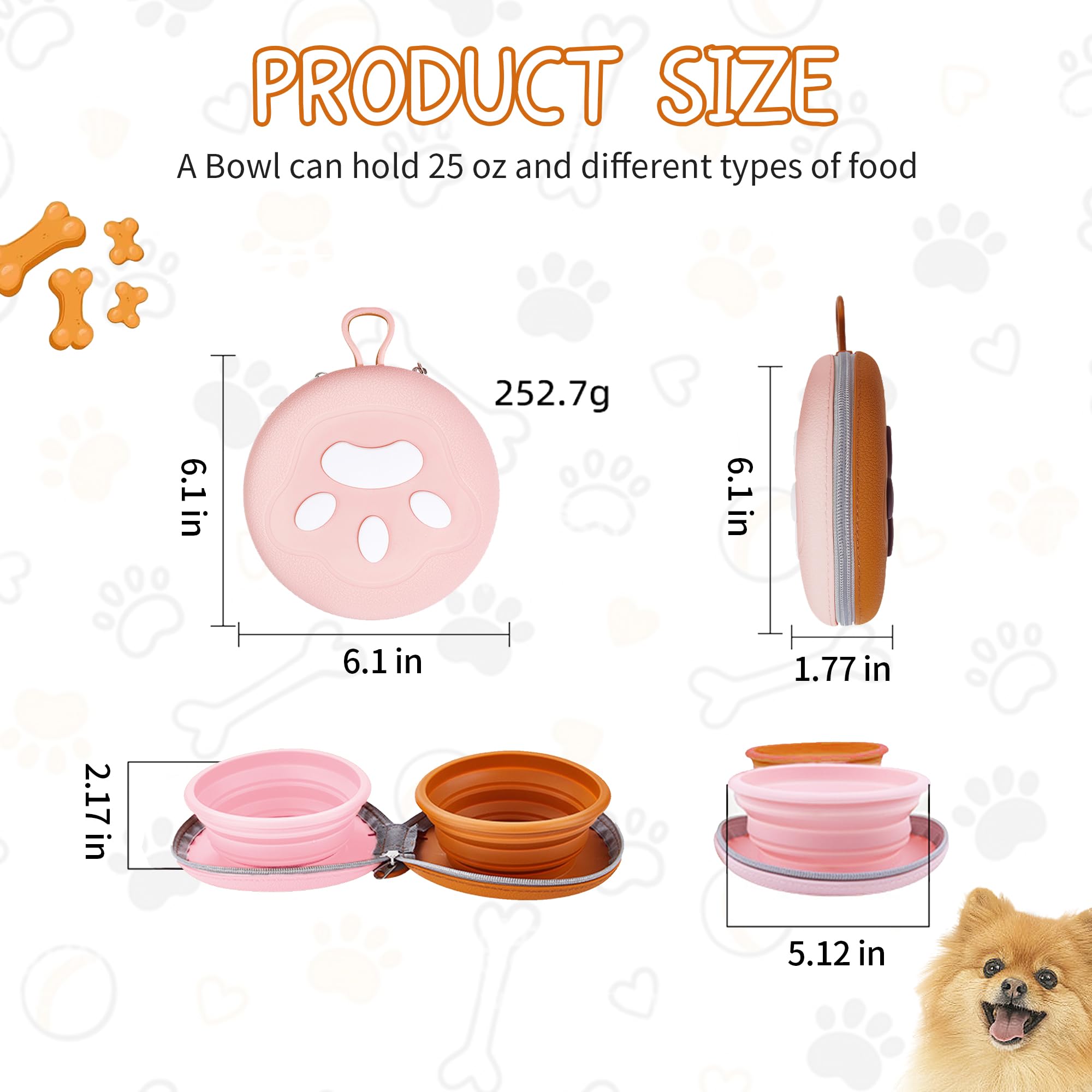 PawSailor collapsible bowls with dual compartments in use for meals and hydration