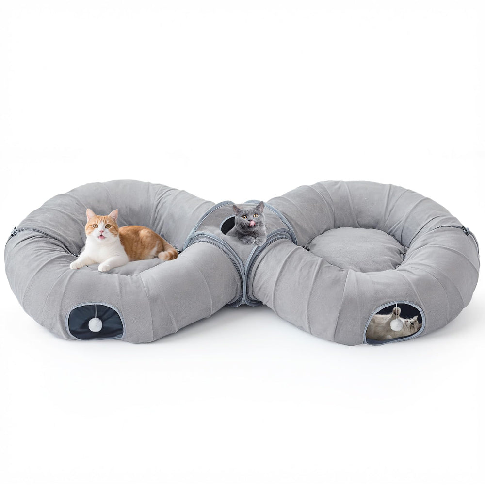 Pawaboo 2in1 cat tunnel bed 8-shaped maze for spacious play and rest.