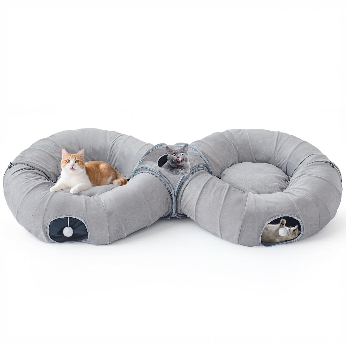 Pawaboo 2in1 cat tunnel bed 8-shaped maze for spacious play and rest.