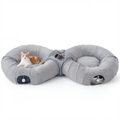 Pawaboo 2in1 cat tunnel bed 8-shaped maze for spacious play and rest.