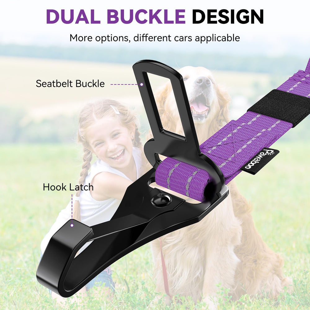 Pawaboo 360-degree buckle rotation reduces leash tangles while driving.
