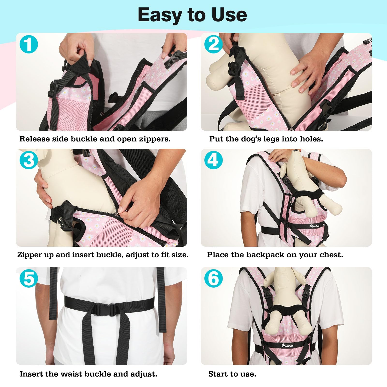 Pawaboo adjustable straps ensure a secure, comfortable fit for varying dog sizes