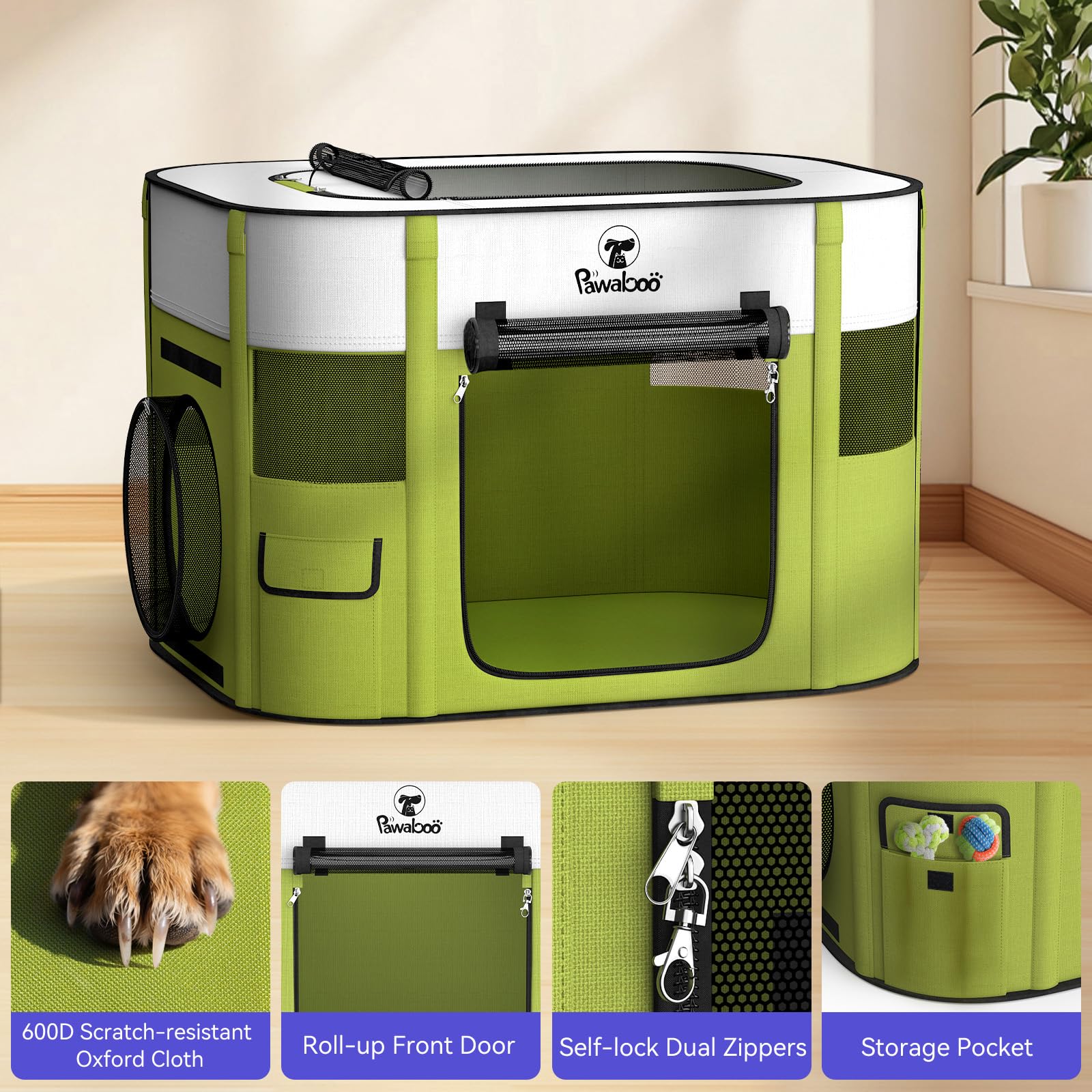 Pawaboo breathable mesh windows deliver airflow and easy pet monitoring.
