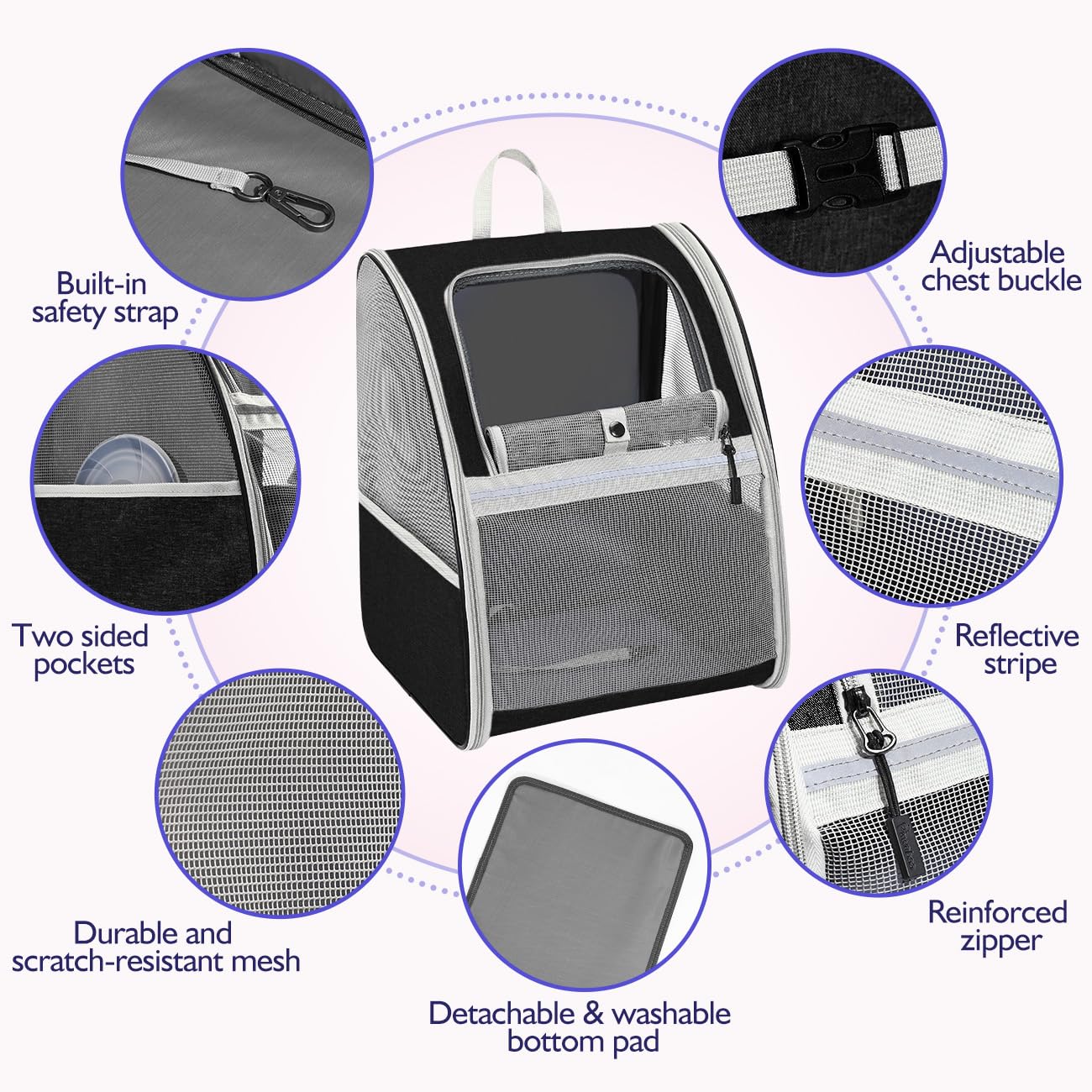 Pawaboo cat carrier backpack material detail highlighting durable construction.