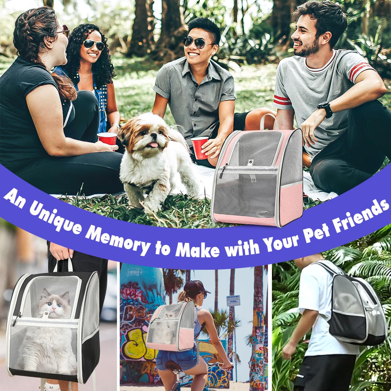 Pawaboo cat carrier backpack pocket storage demonstrates side pockets for essentials.