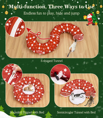 Pawaboo cat tunnel with plush balls and bells invites play.