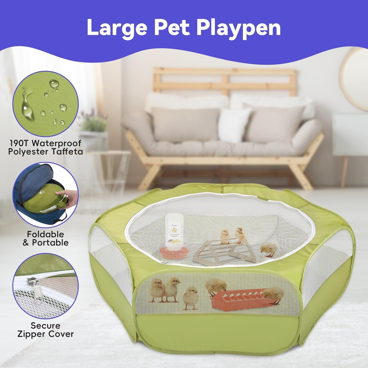 Pawaboo chick brooder box cage tent demonstrates escape-proof enclosure for chicks.