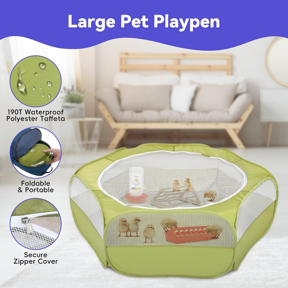 Pawaboo chick brooder box cage tent demonstrates escape-proof enclosure for chicks.