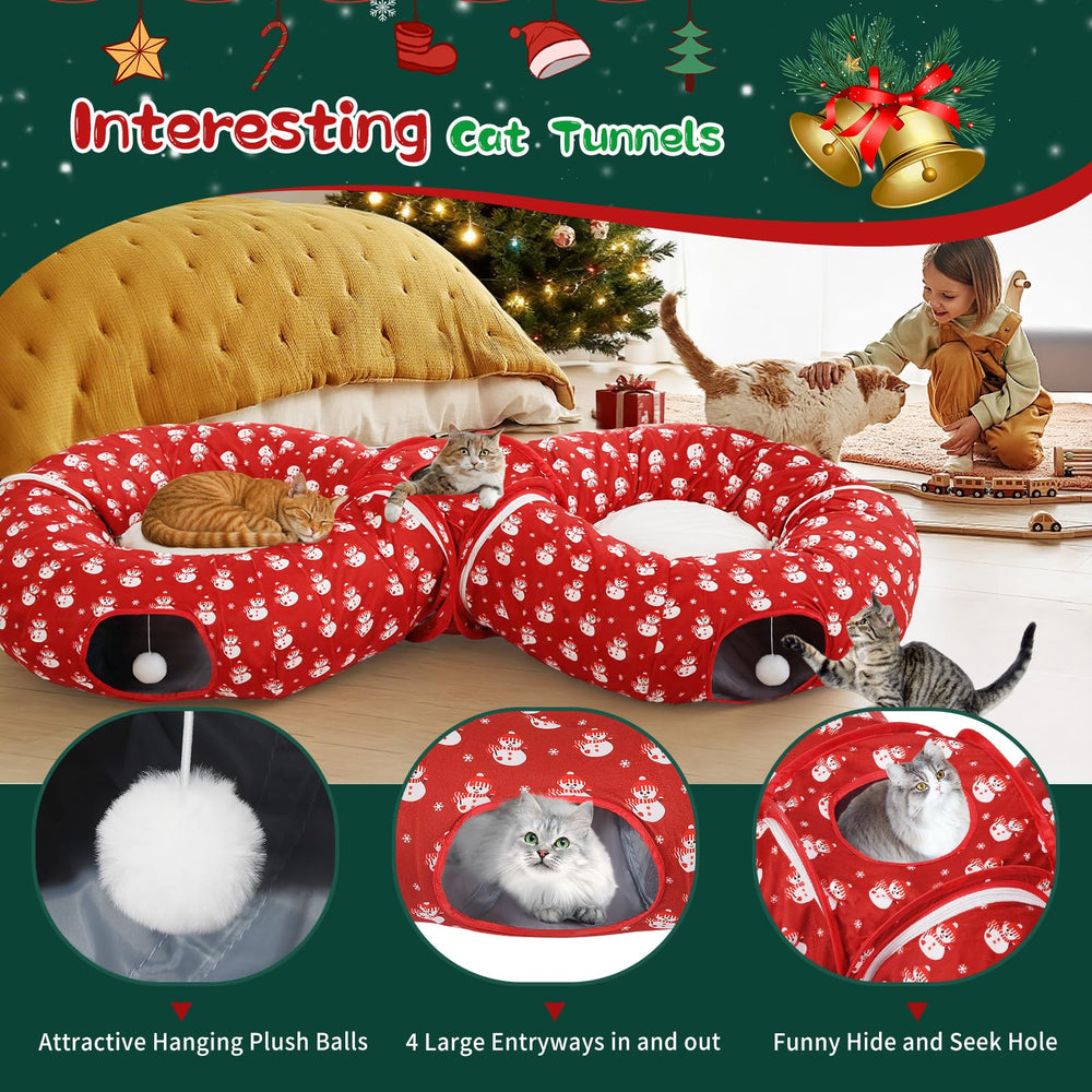 Pawaboo plush balls inside tunnel promote playful swatting.