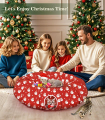 Pawaboo Christmas-pattern cat tunnel exterior showcases seasonal style for holiday moments.
