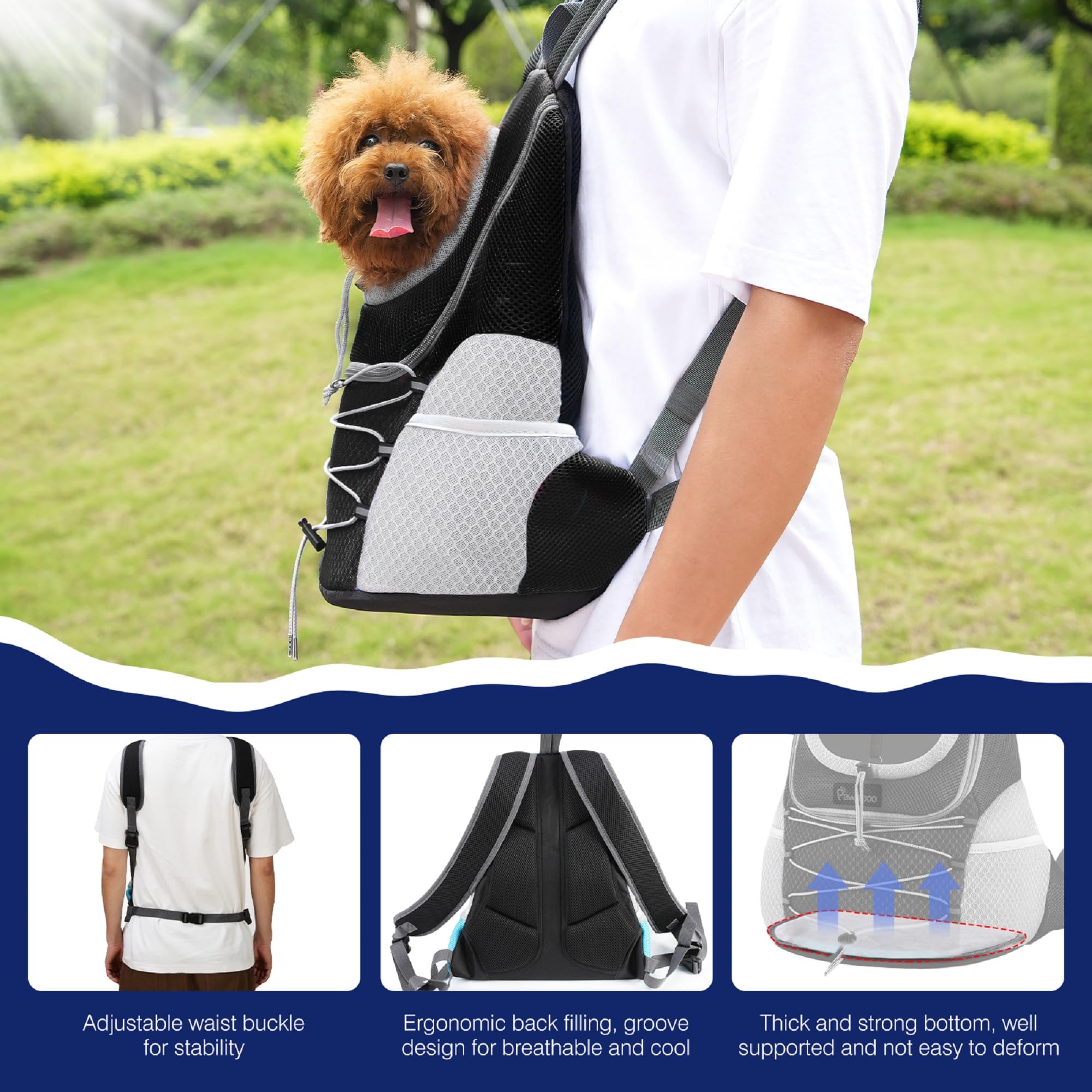 Pawaboo Dog Carrier Neck Hole Design allows your dog to peek and interact.