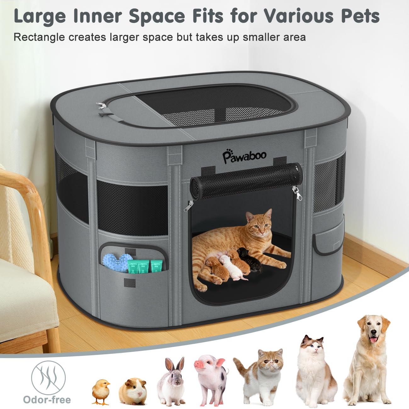 Pawaboo dog playpen 600d oxford fabric durability withstands paws