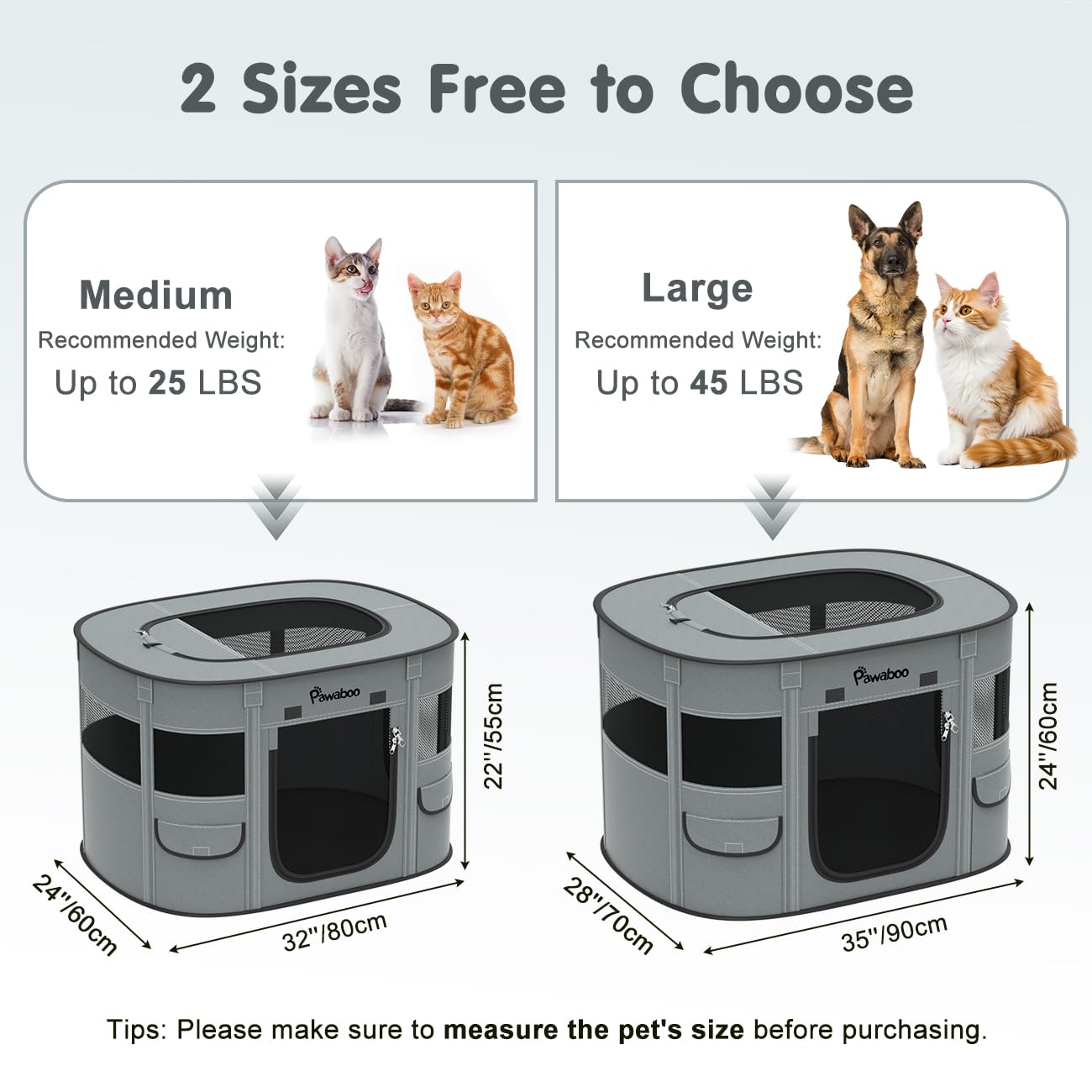 Pawaboo dog playpen foldable carrying case for easy travel and storage