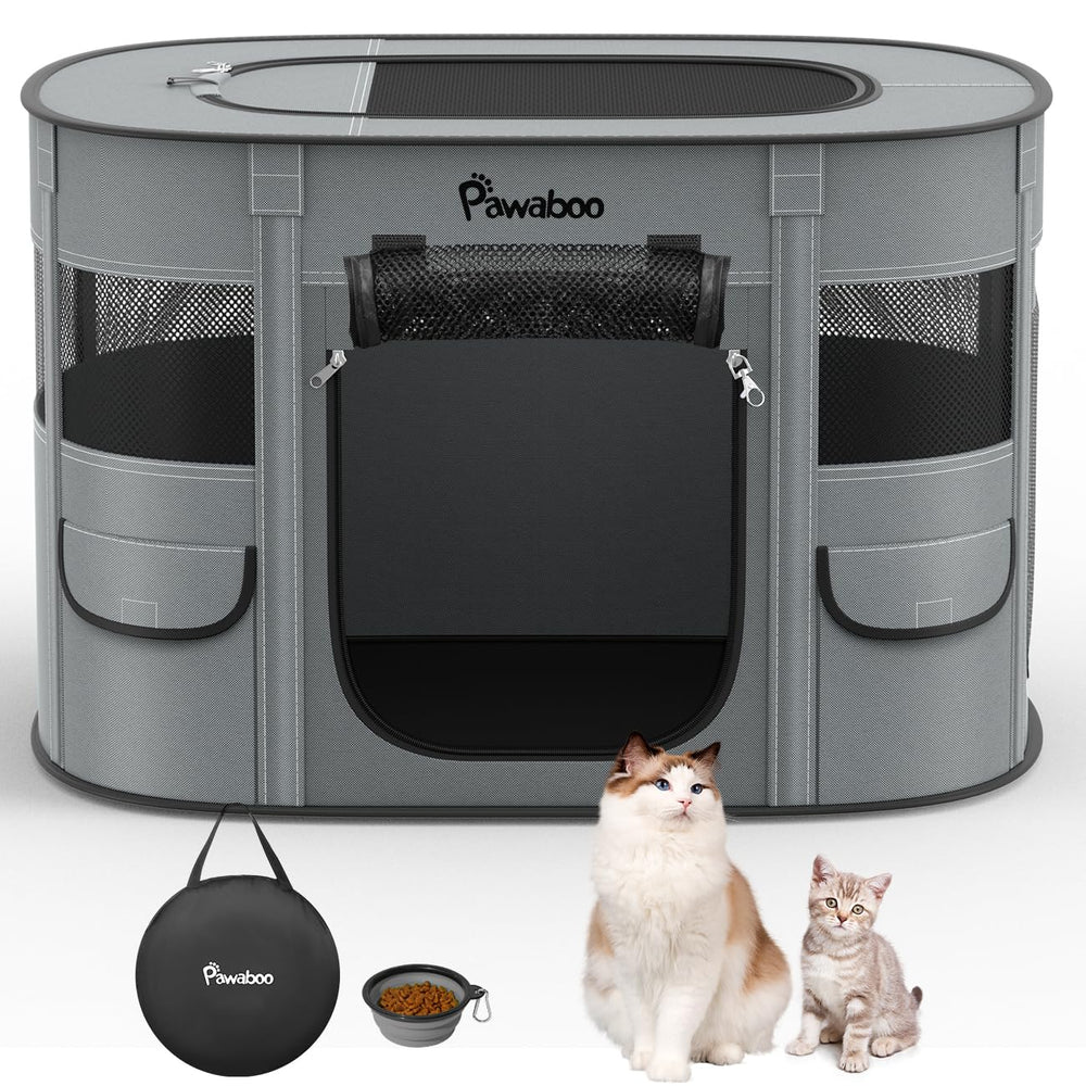 Pawaboo dog playpen indoor outdoor setup showing spacious rectangle design for pets