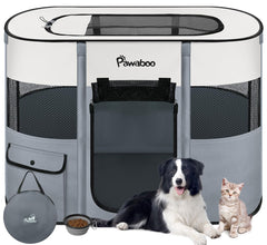 Pawaboo dog playpen with large-space rectangular design for roomy indoor play