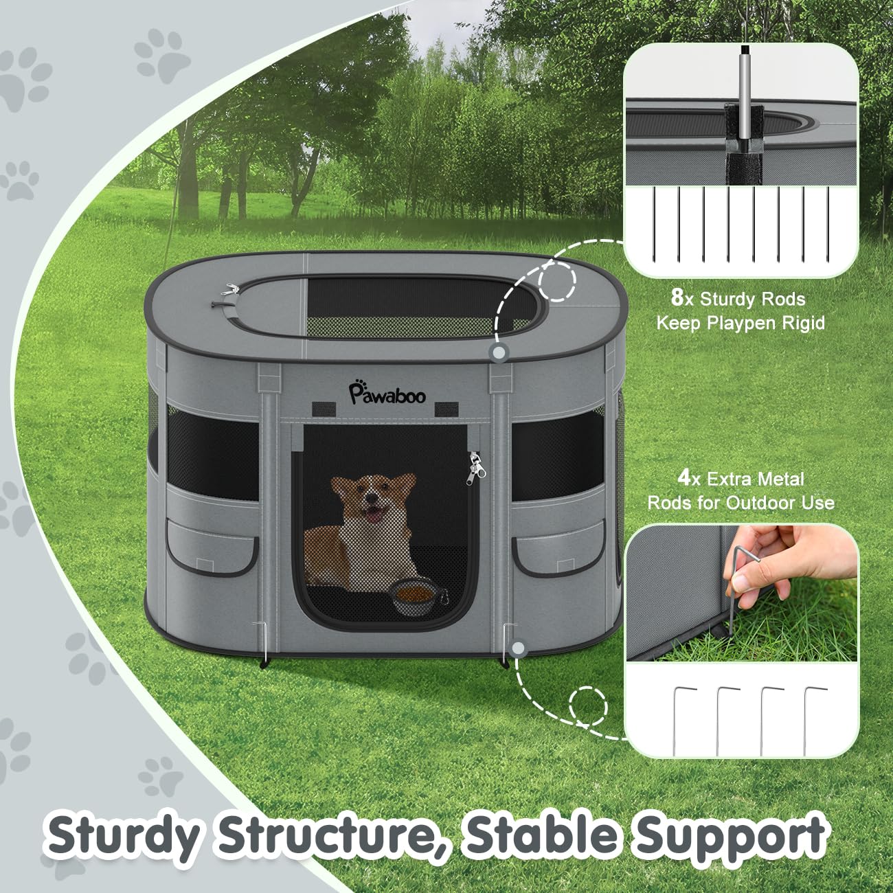 Pawaboo waterproof breathable shell keeps playpen dry and comfortable