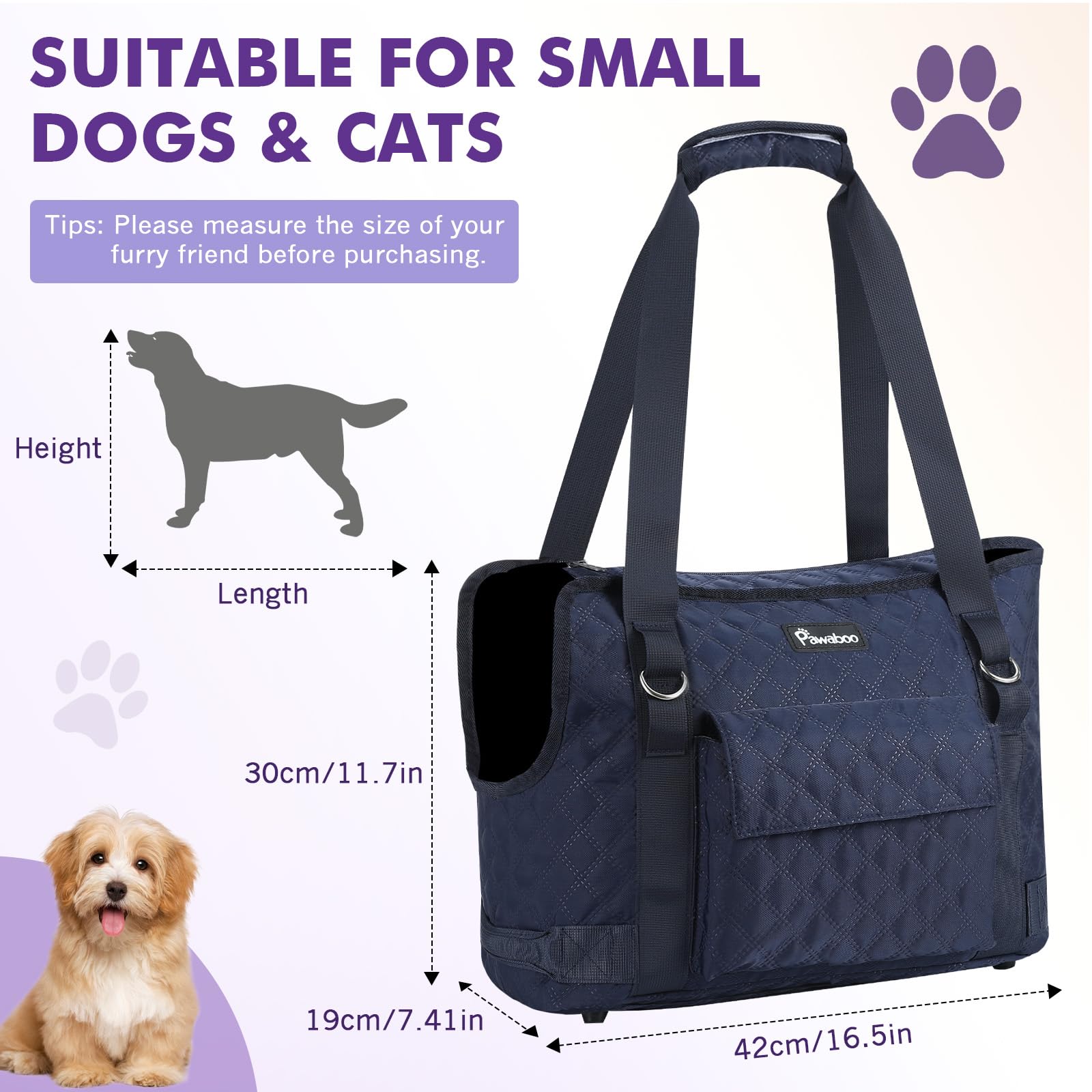 Pawaboo airline-approved dog purse supports small pets during flights and trips.