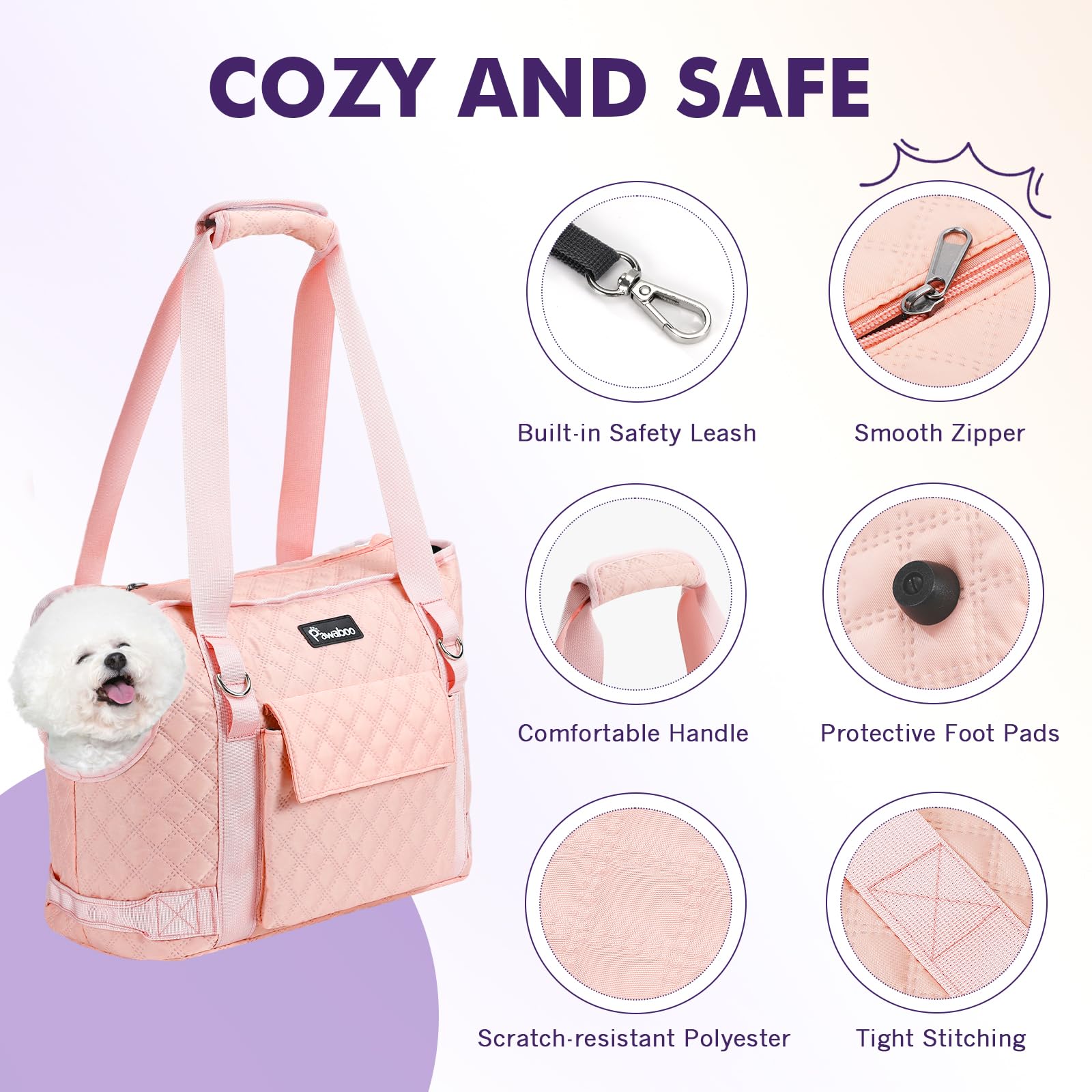 Pawaboo dog purse carrier lightweight design for portability.