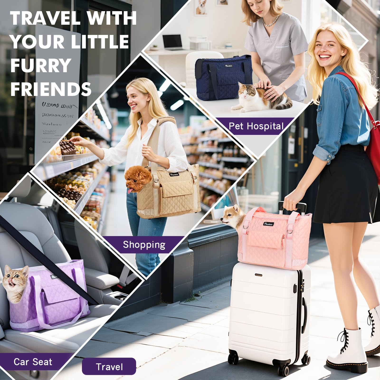 Pawaboo navy blue dog purse combines style and practicality for travel.