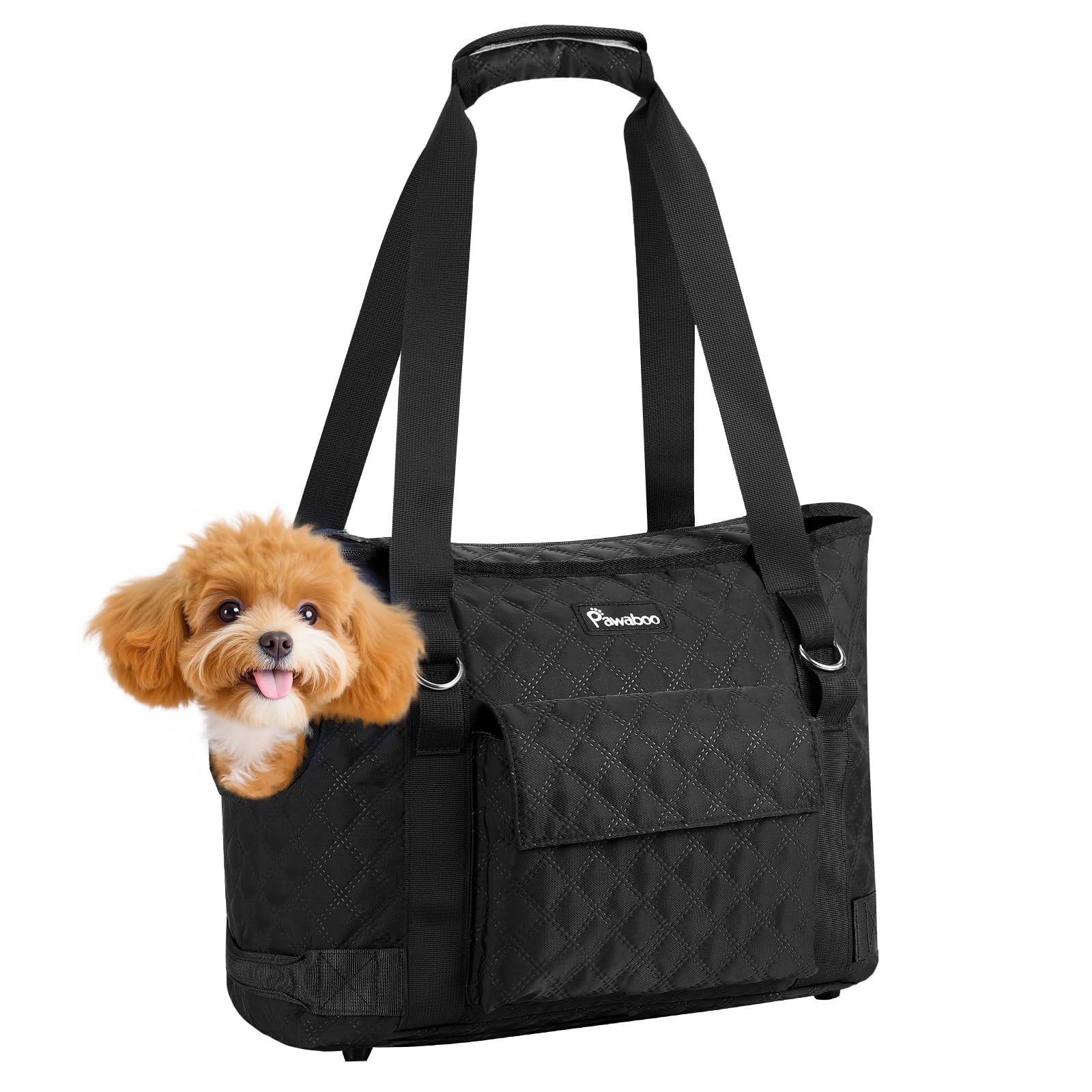 Pawaboo dog purse carrier with side opening for easy head-out interaction on walks.