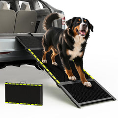 Pawaboo dog ramp 67in long demonstrates extended access for easy car entry.