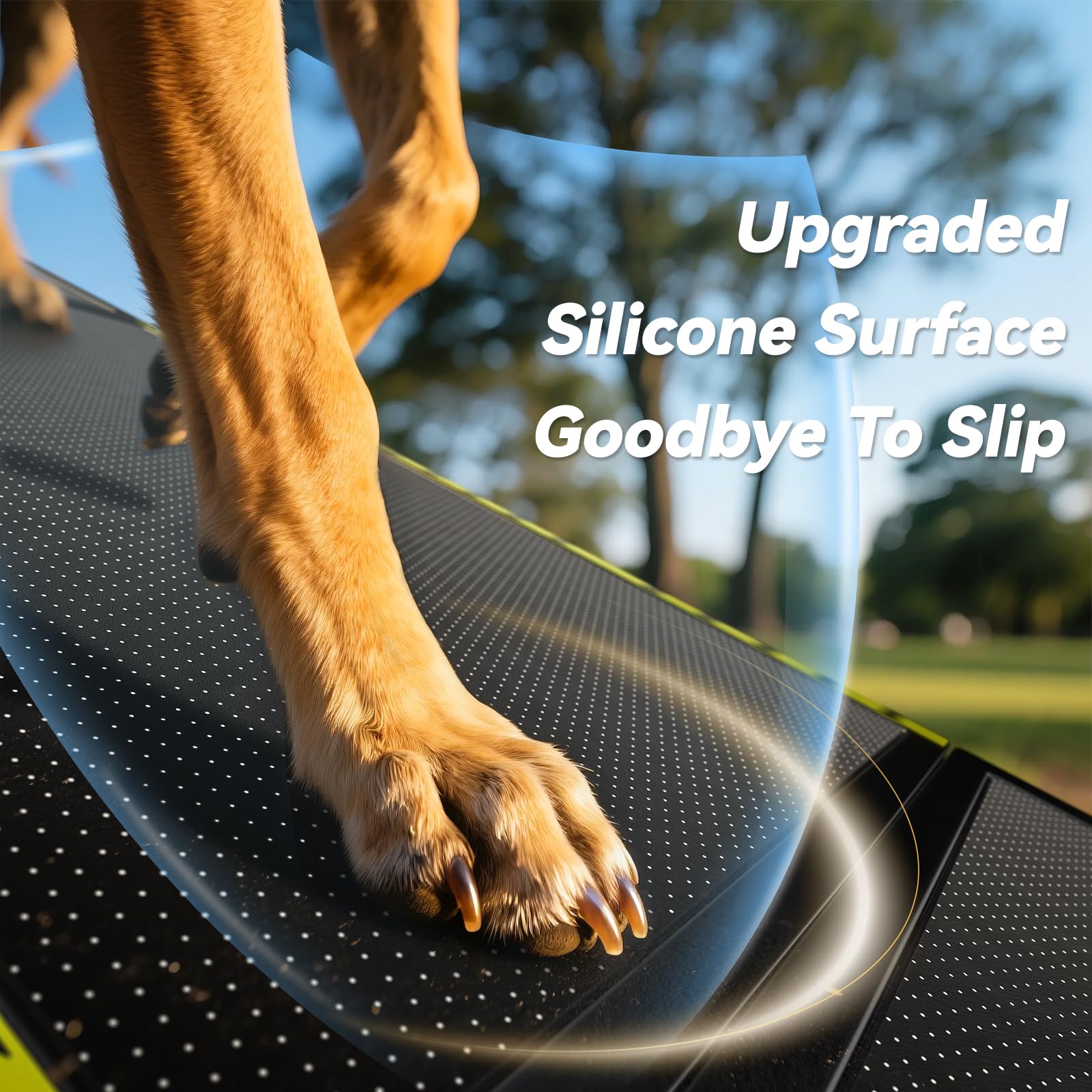Pawaboo dog ramp aluminum frame delivers sturdy, lightweight construction.