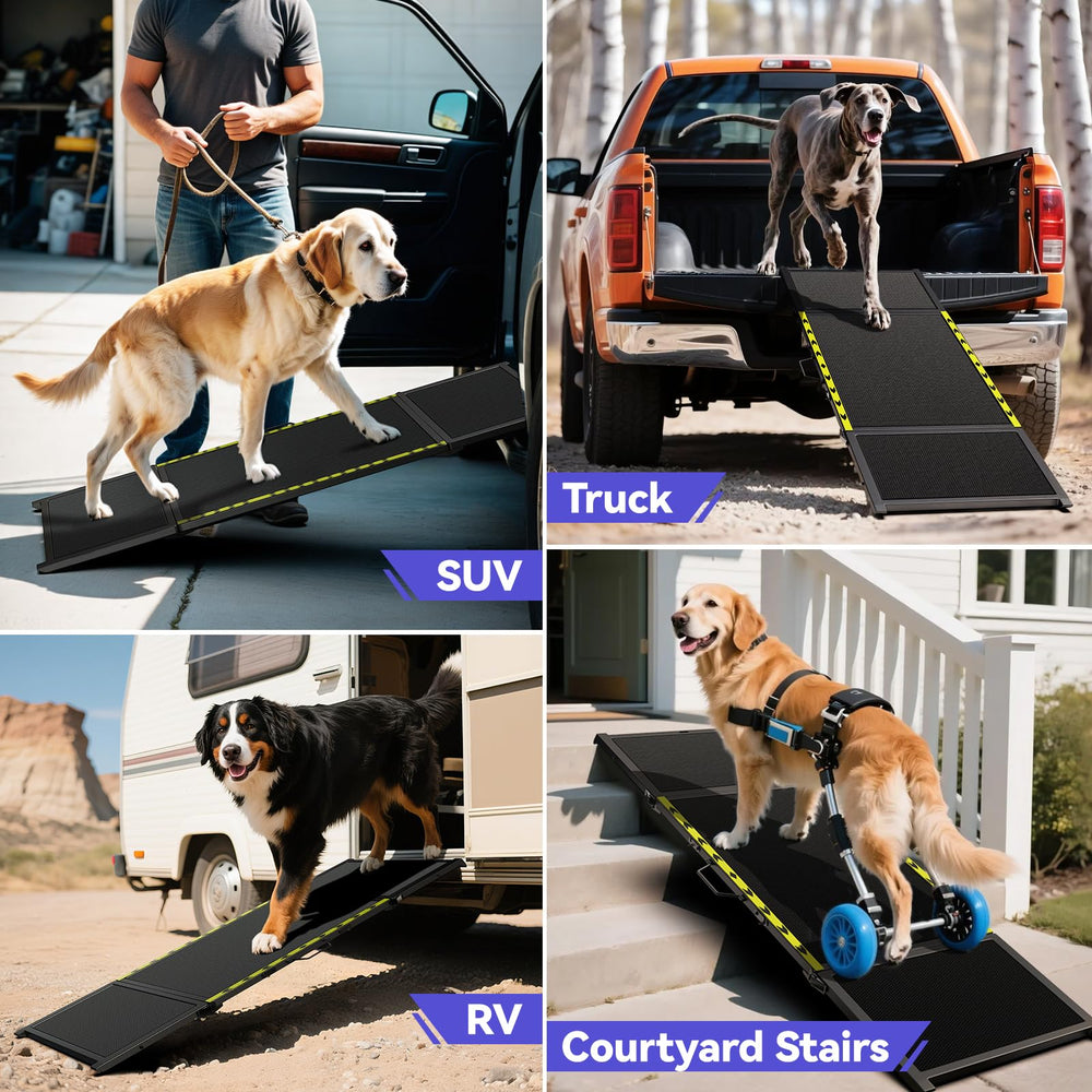 Pawaboo dog ramp anti-slip angles reinforce stability at top and bottom.