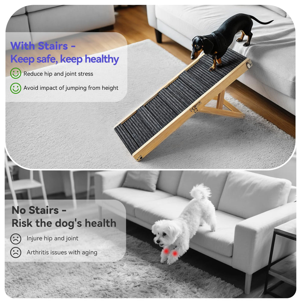 Pawaboo dog ramp assembled and stable for confident climbs.
