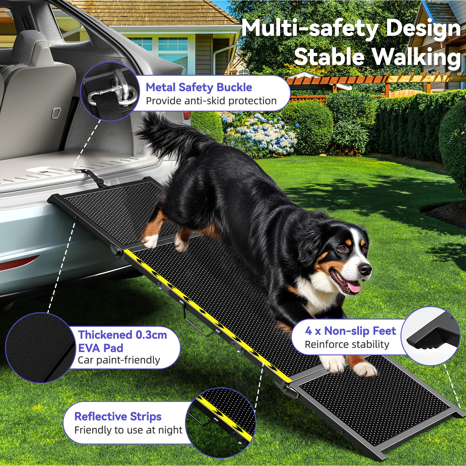 Pawaboo dog ramp folded compact supports travel and storage.