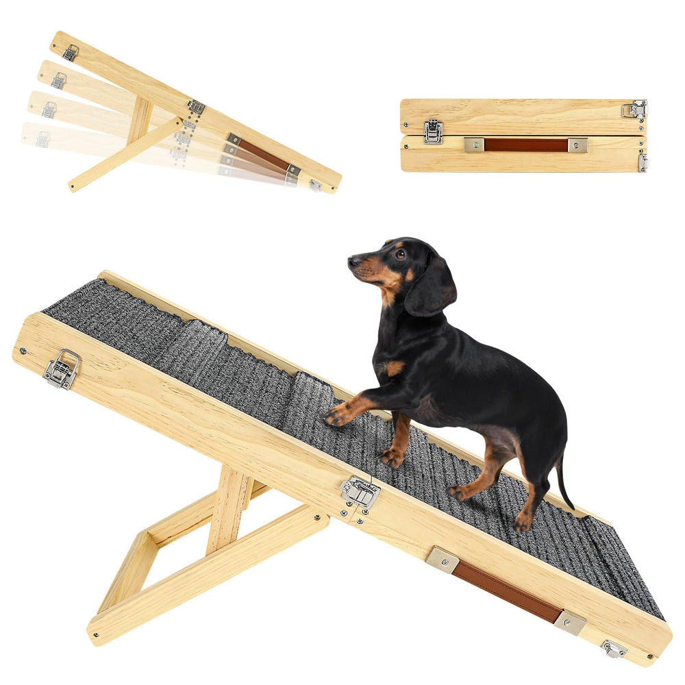 Pawaboo dog ramp folded-compact for easy storage and travel.