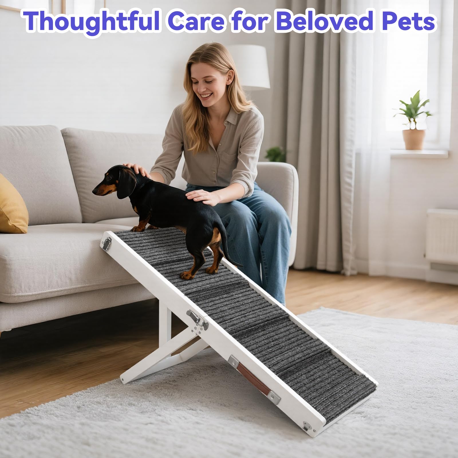 Pawaboo dog ramp sturdy legs 30 cm reduces wobble