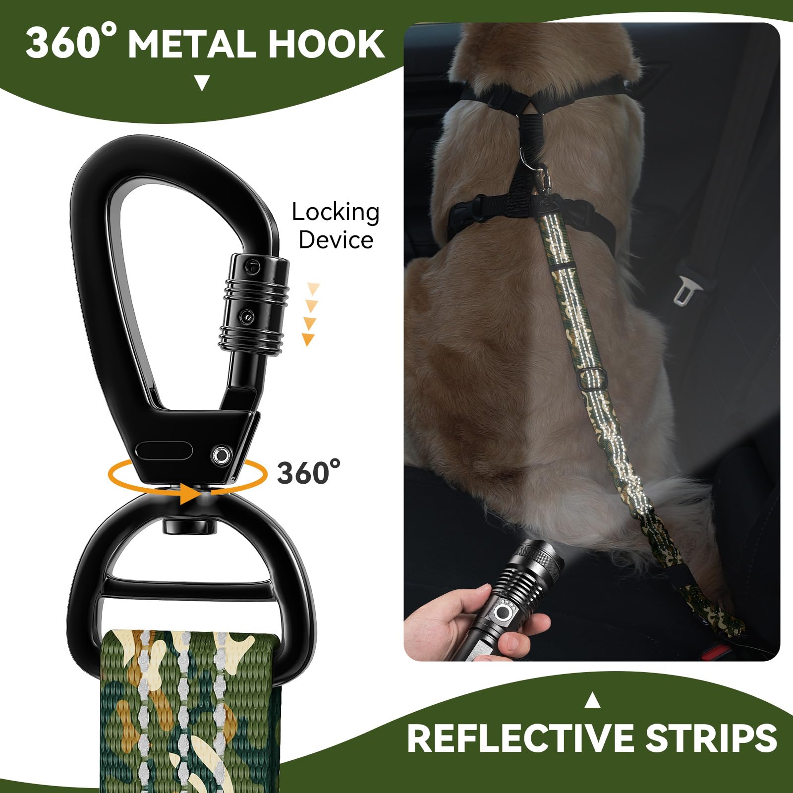 Pawaboo dog seatbelt-elastic-bungee demonstrates cushioned rides during sudden stops.