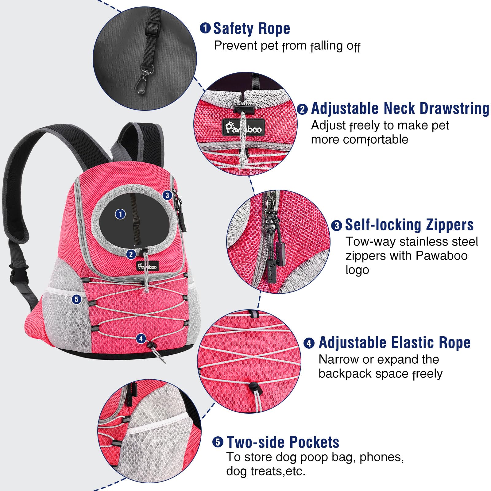 Pawaboo ergonomic back panel adds comfort during extended wear