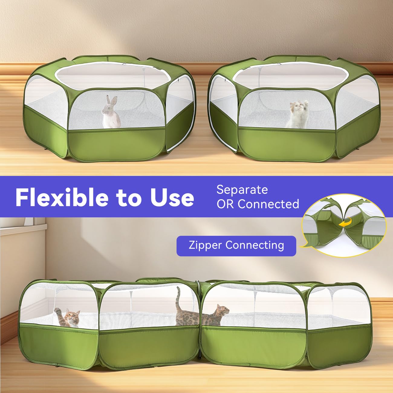 Pawaboo Extra Large Playpen front view with easy access and ventilation