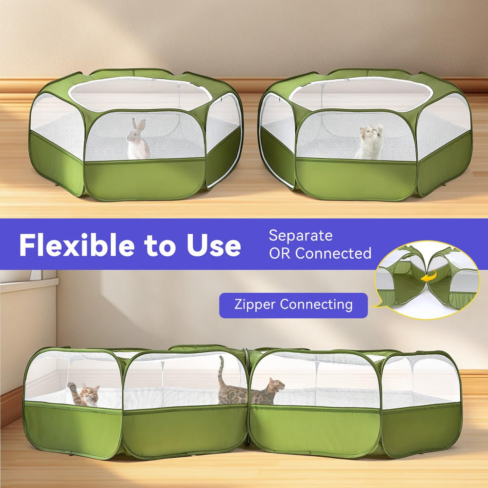 Pawaboo Extra Large Playpen front view with easy access and ventilation