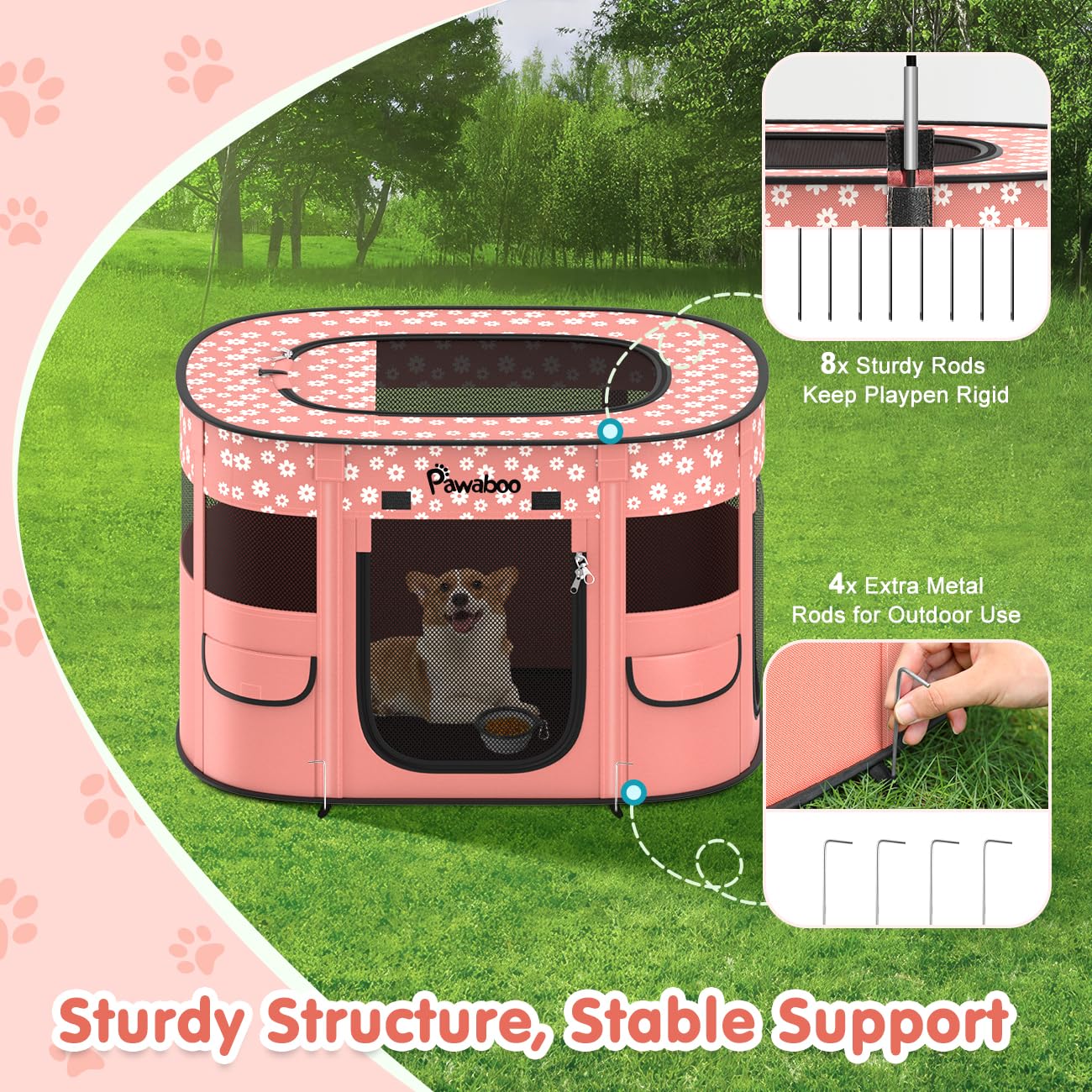 Pawaboo foldable playpen with carrying case travels easily.