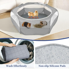 Pawaboo folded compact storage demonstrates portability for traveling with small animals.