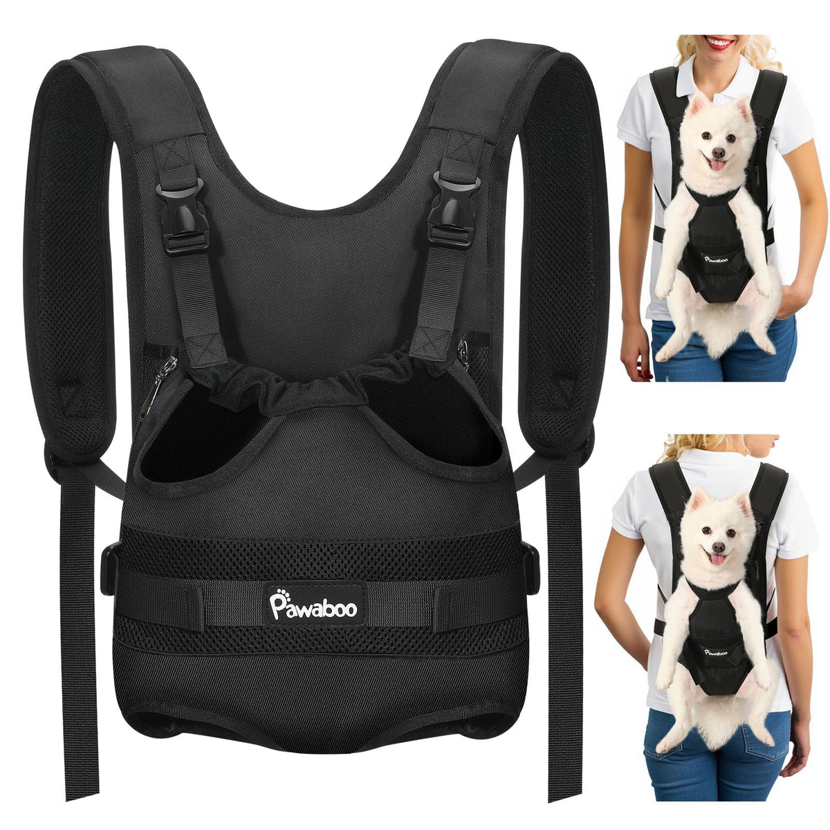 Pawaboo front-carrier-leg-out: breathable design for comfortable dog transport.
